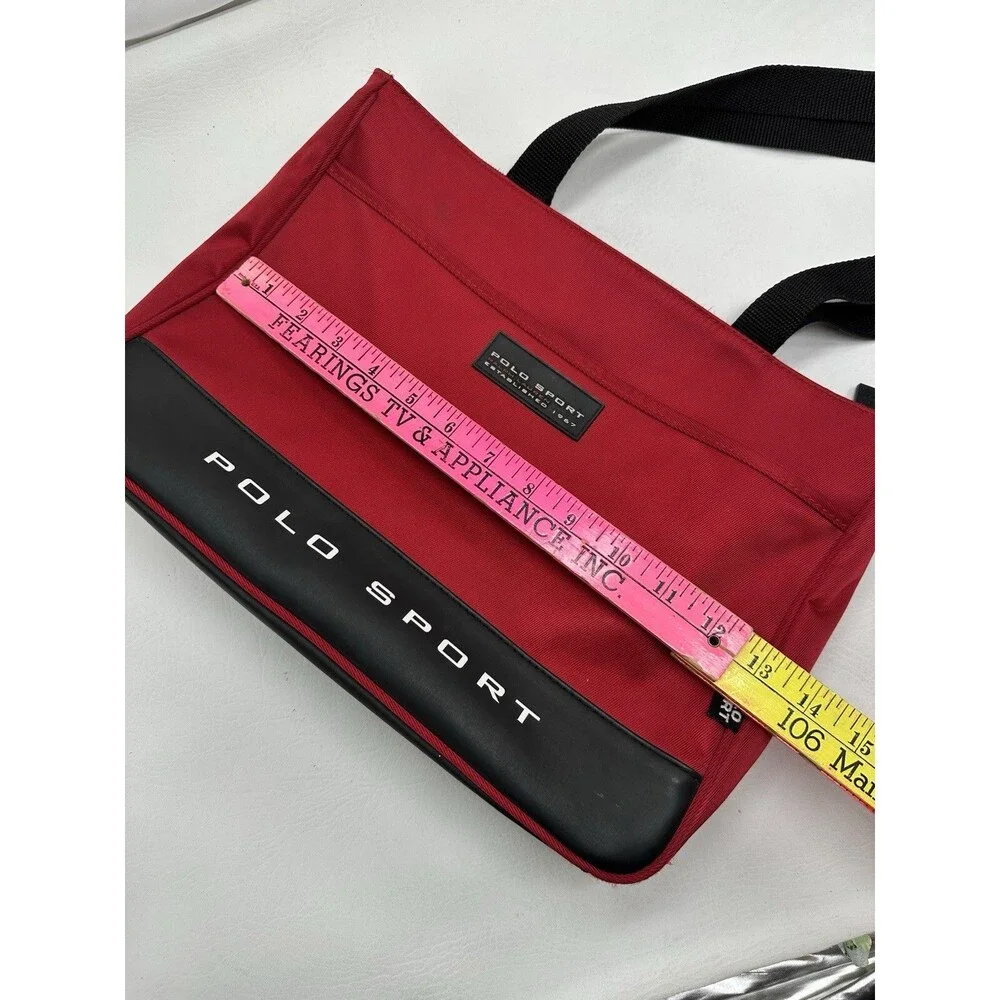 Ralph Lauren Red Polo Sport Zipper Shoulder Bag Tote Spell out 90s Red VTG Flaws